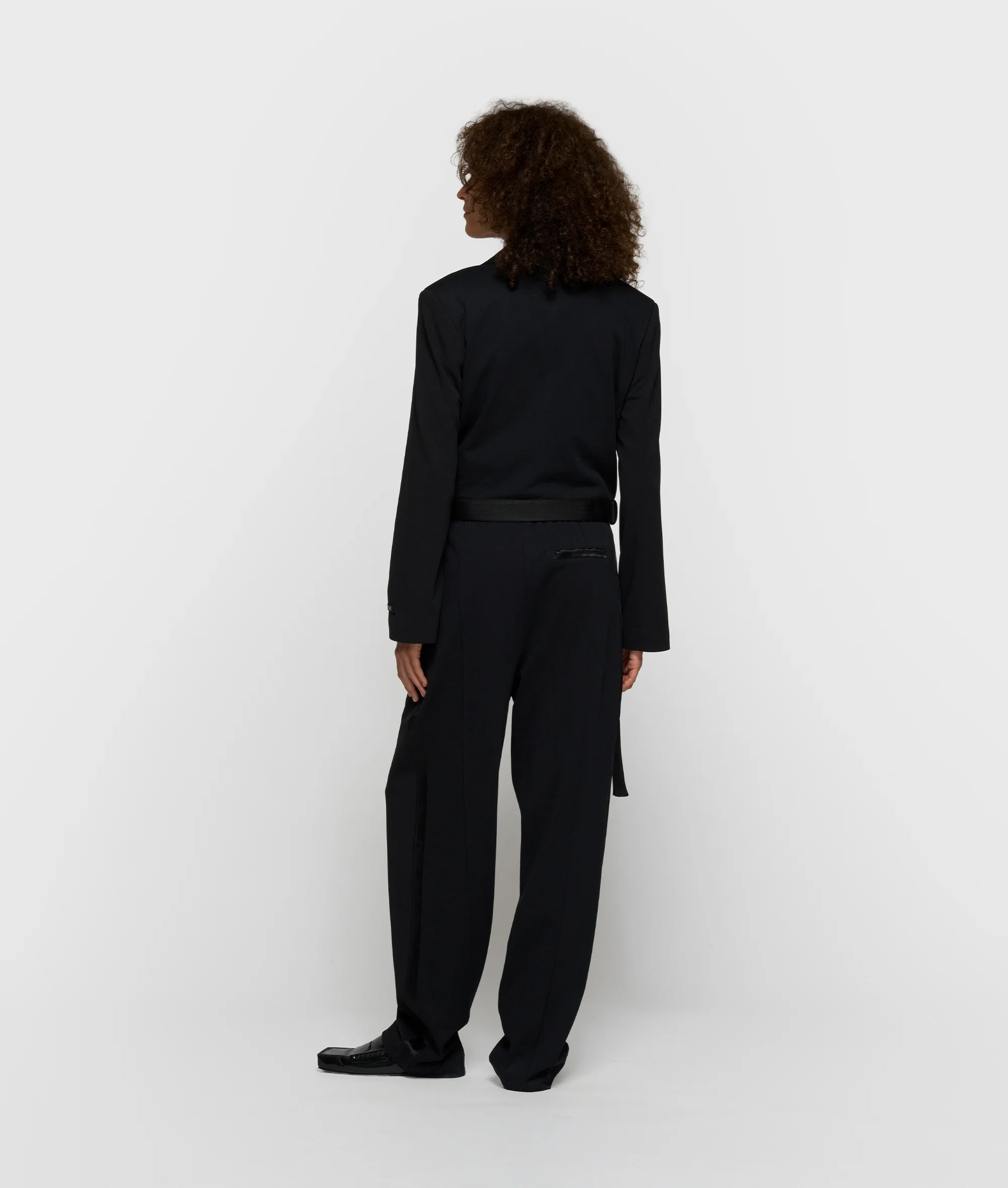 belted blazer crepe | black - Image 4