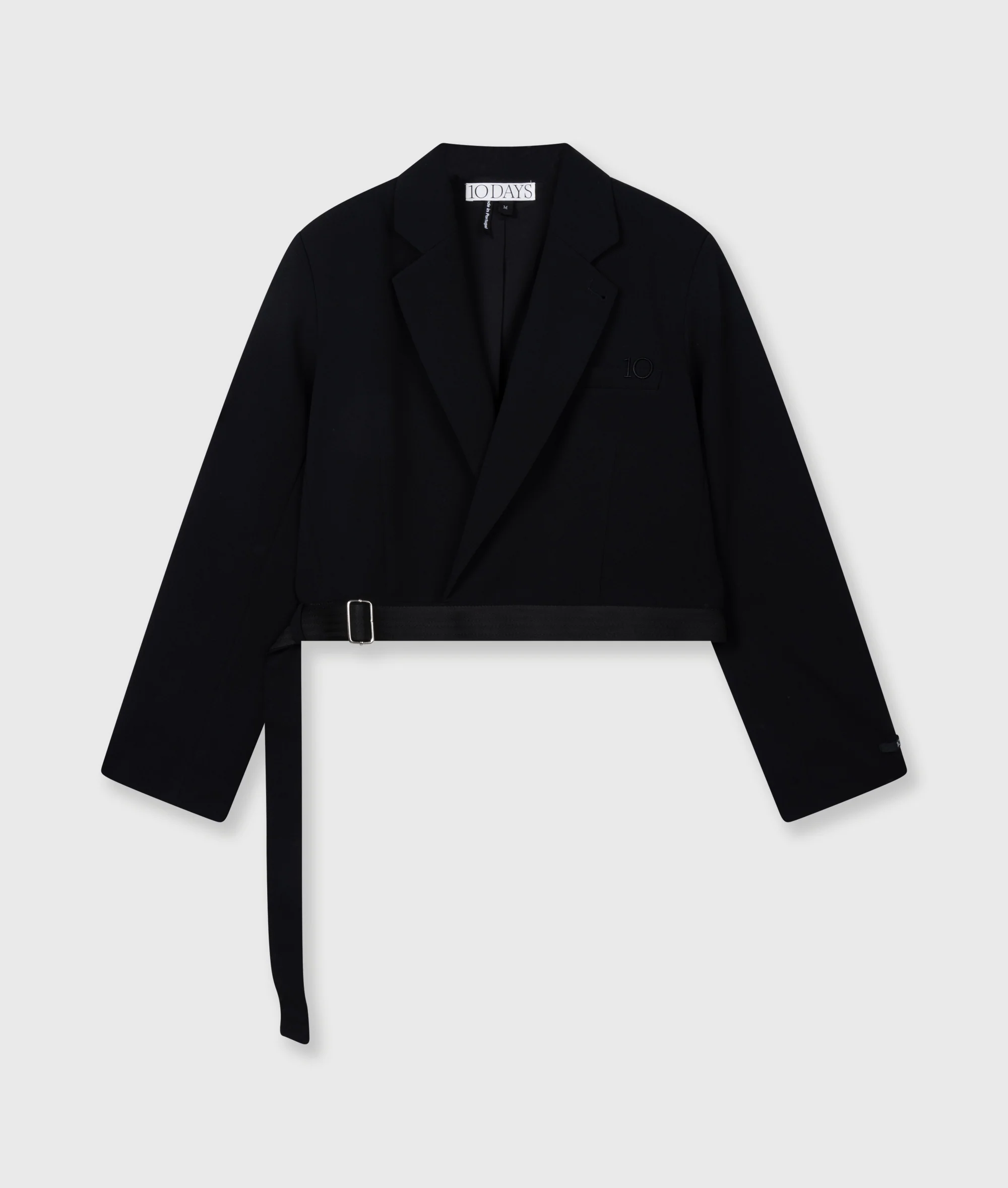 belted blazer crepe | black - Image 7