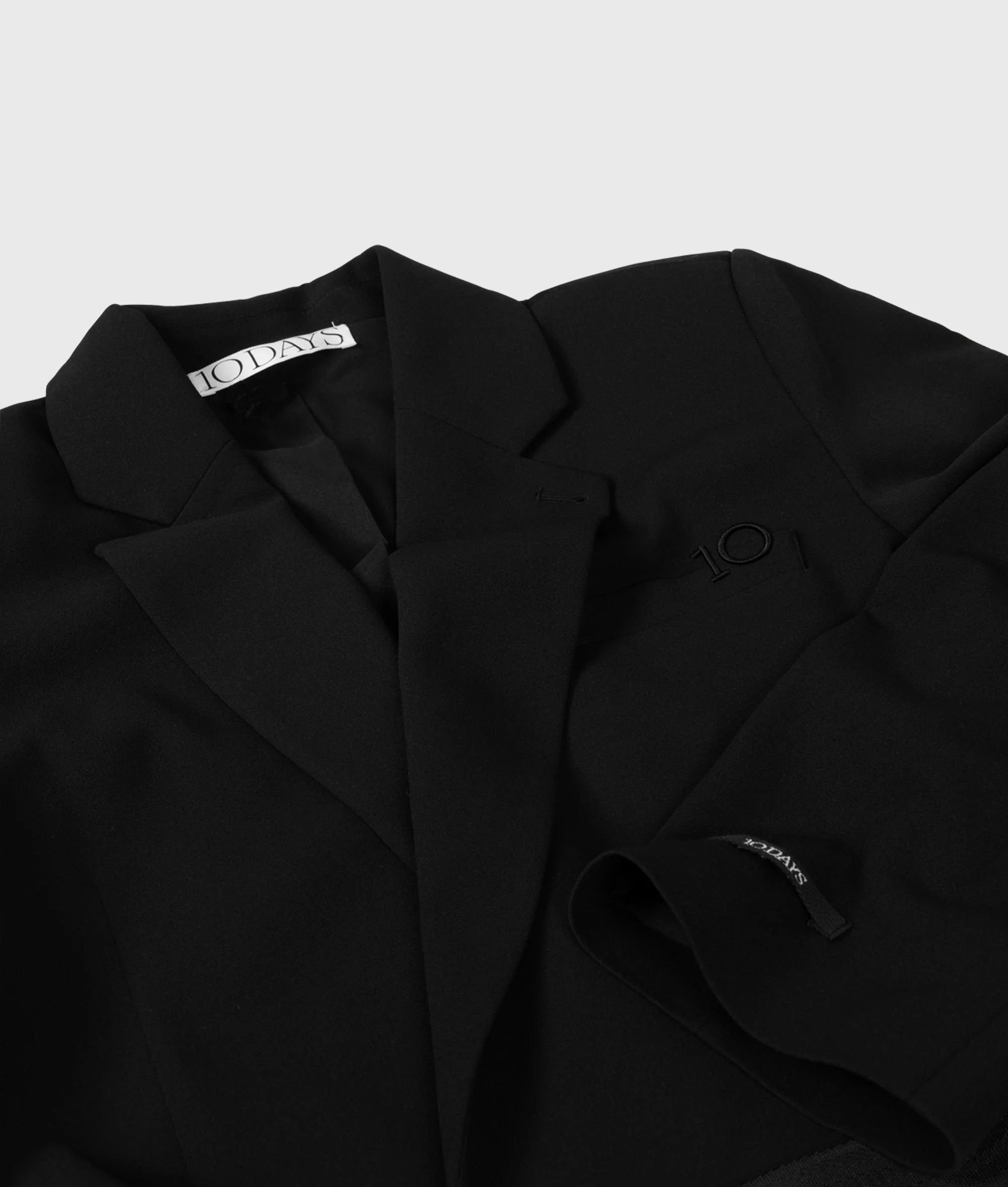 belted blazer crepe | black - Image 9