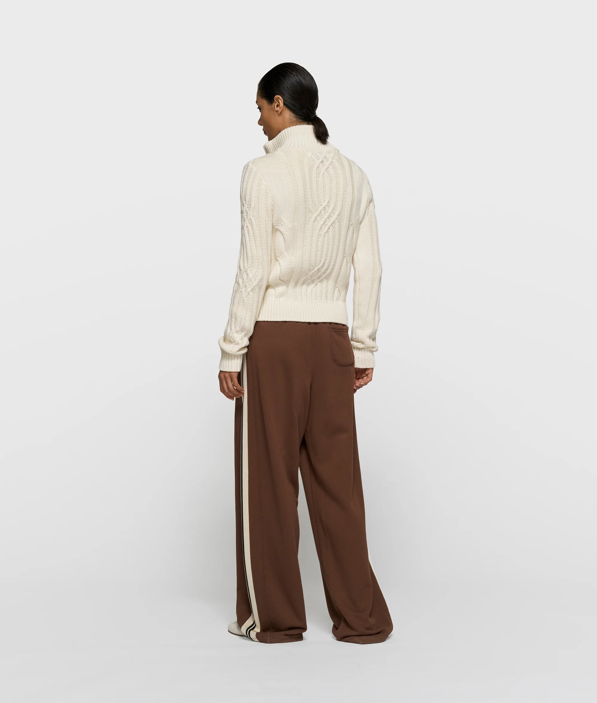 cable knit zip | pearl - Image 4