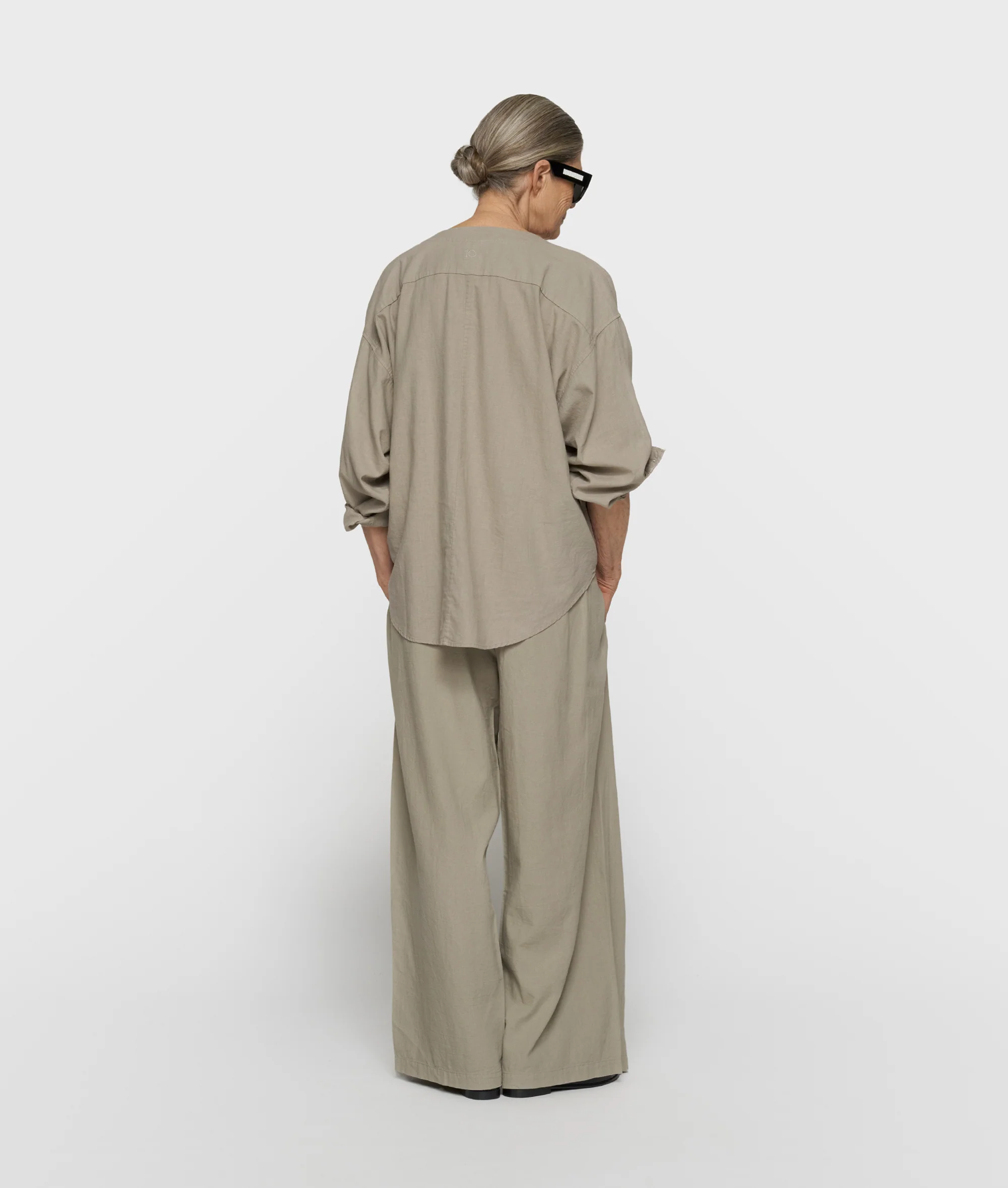 cotton linen pants slit | fog - Image 3