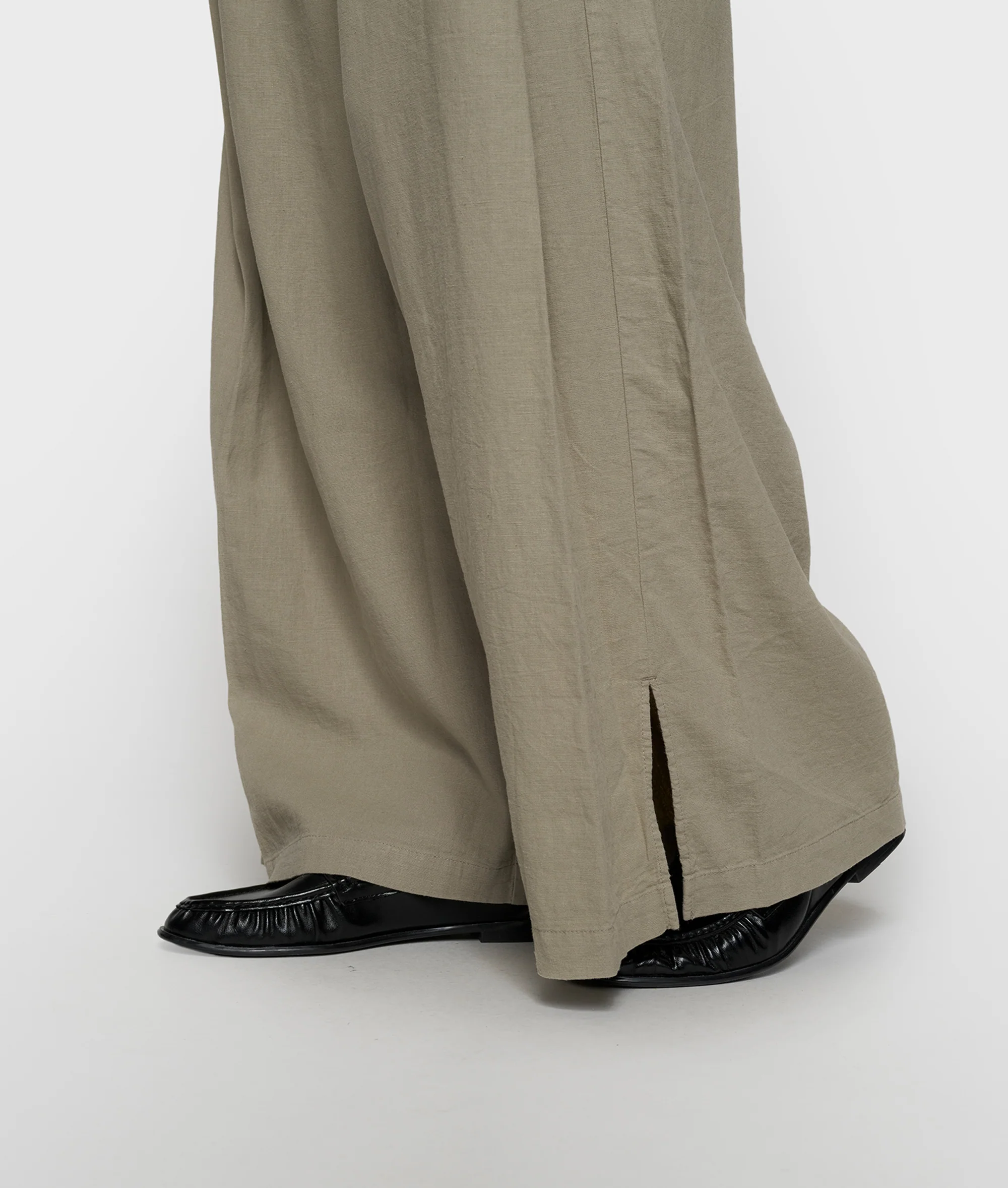 cotton linen pants slit | fog - Image 5