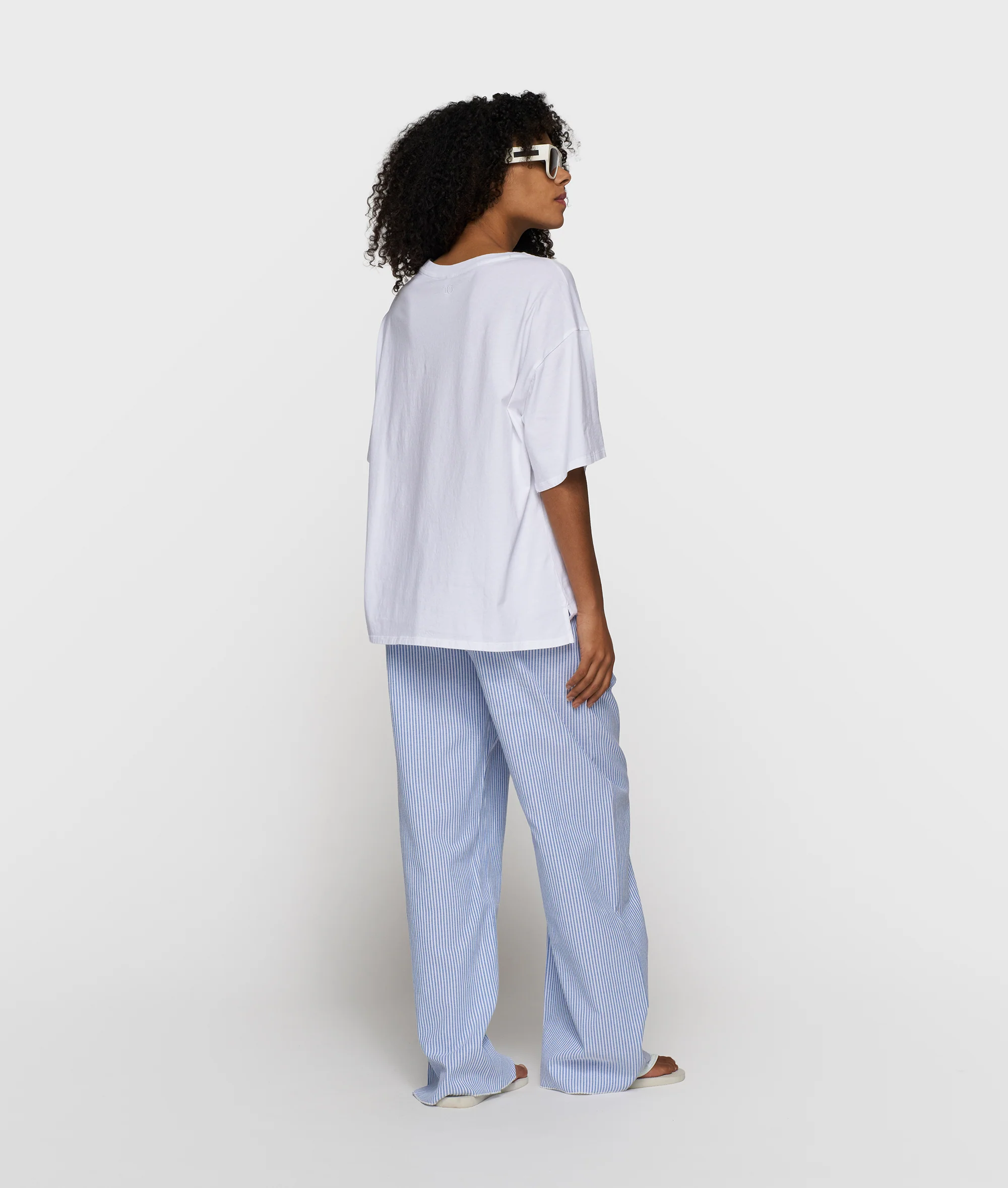 cotton pants stripes | white/steel blue - Image 3