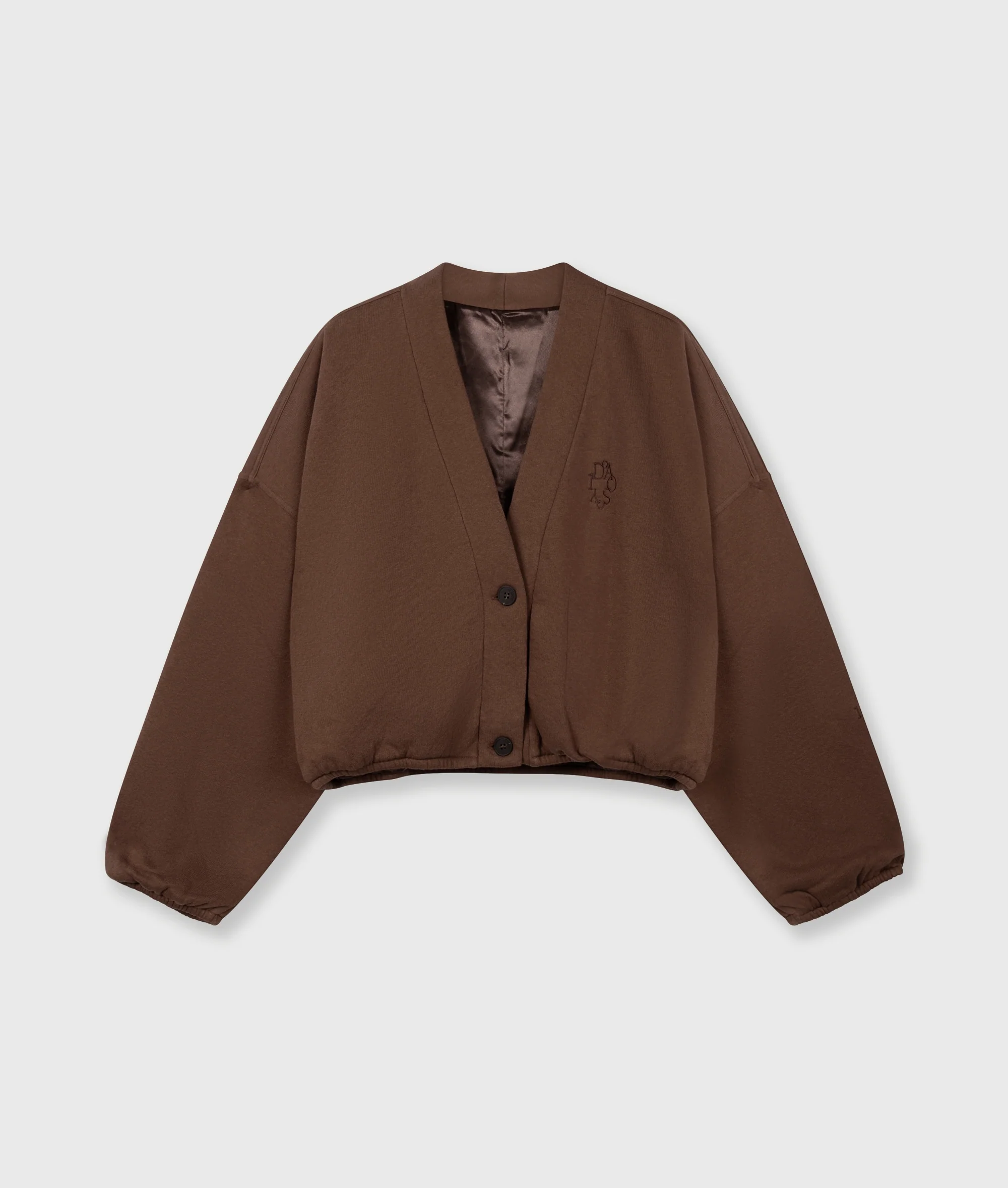 cropped baseball cardigan | dark truffle - Image 6