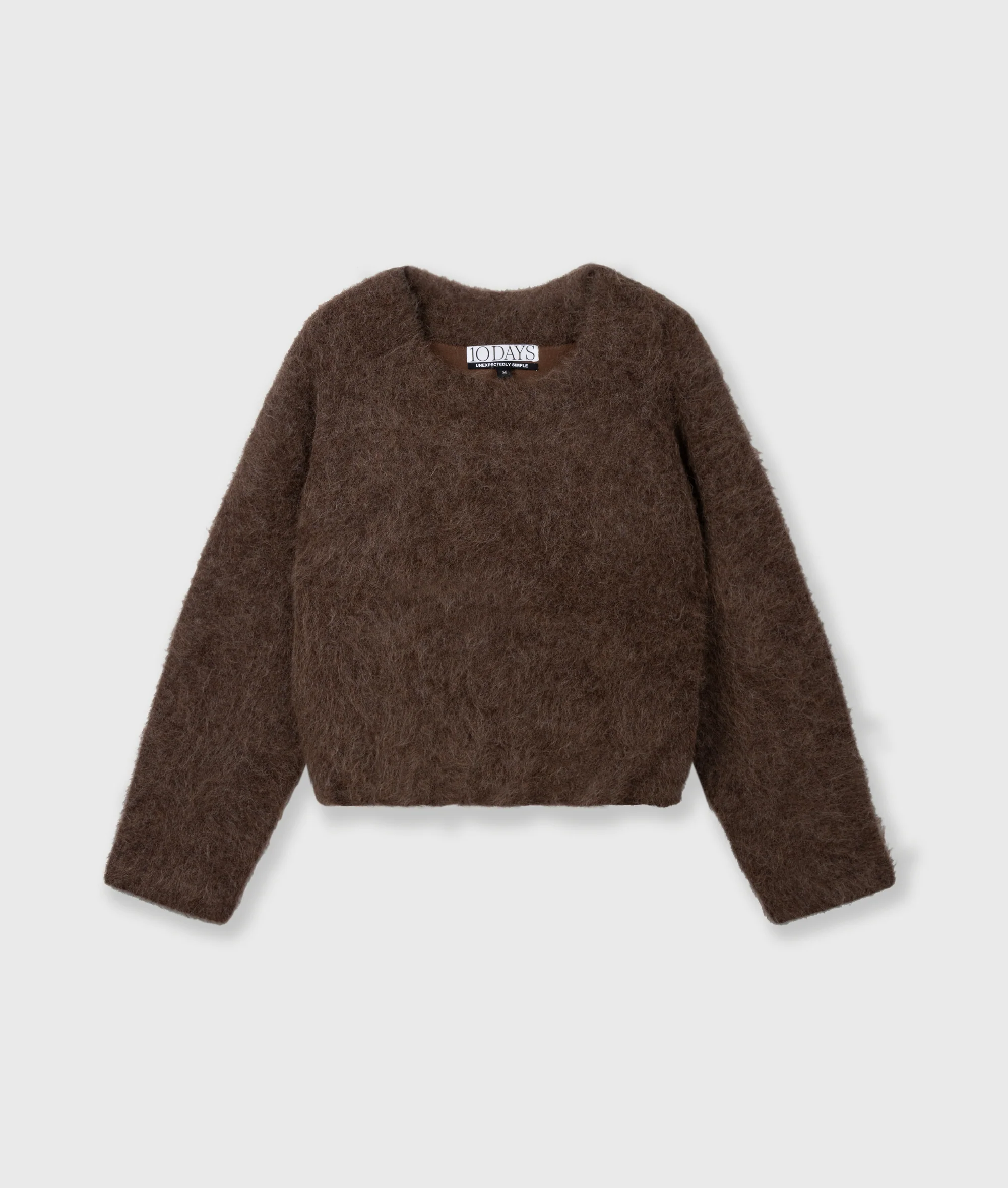 hairy knit sweater pleats | dark truffle - Image 6