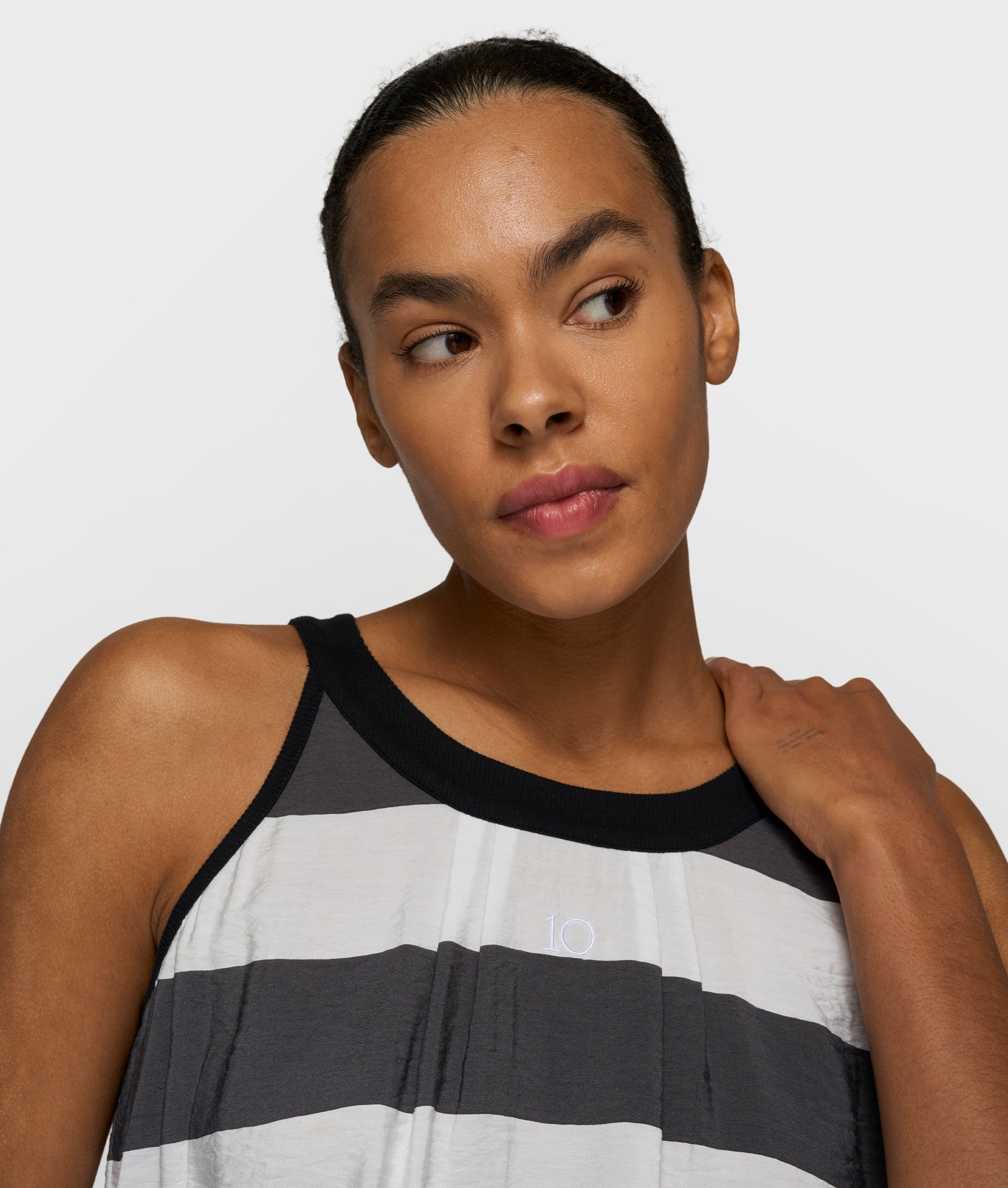 halter top stripes | white/brownish grey - Image 2