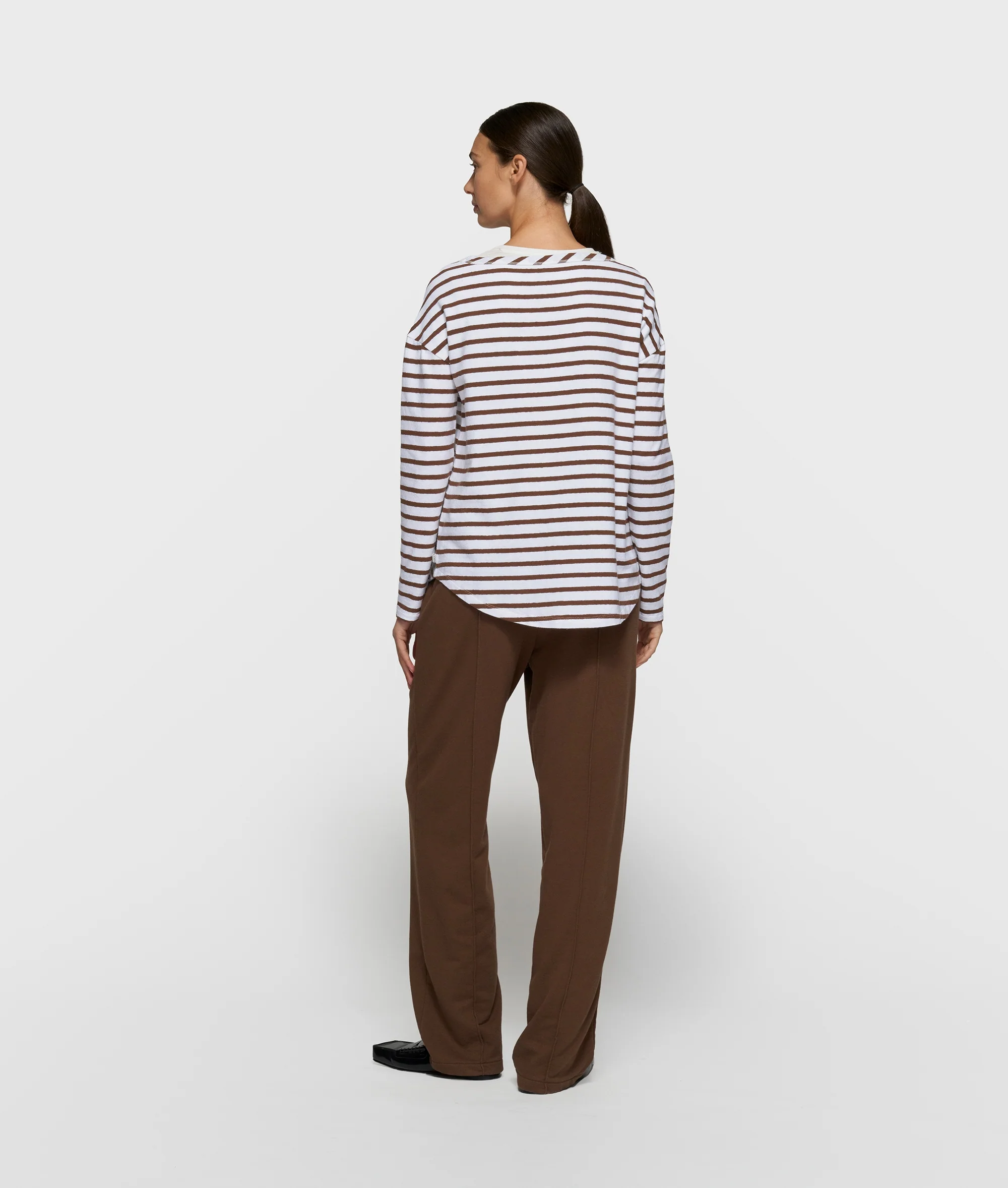 long sleeve tee stripes | white/dark truffle - Image 4
