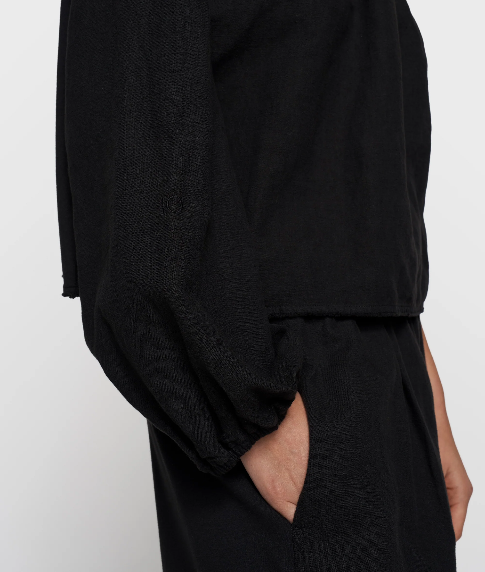 one shoulder top linen | black - Image 2