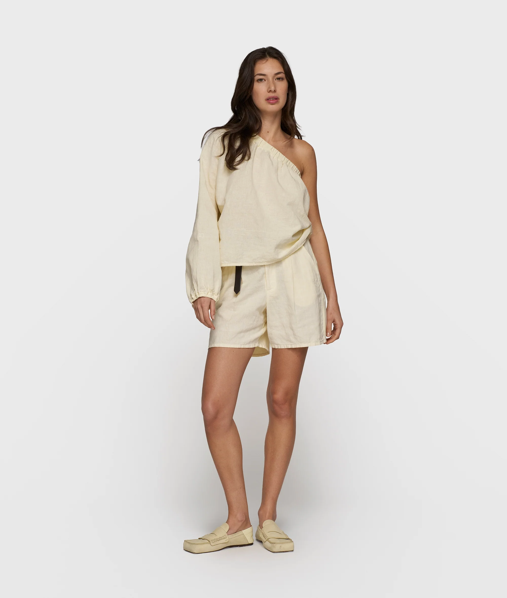 one shoulder top linen | soft vanilla - Image 3