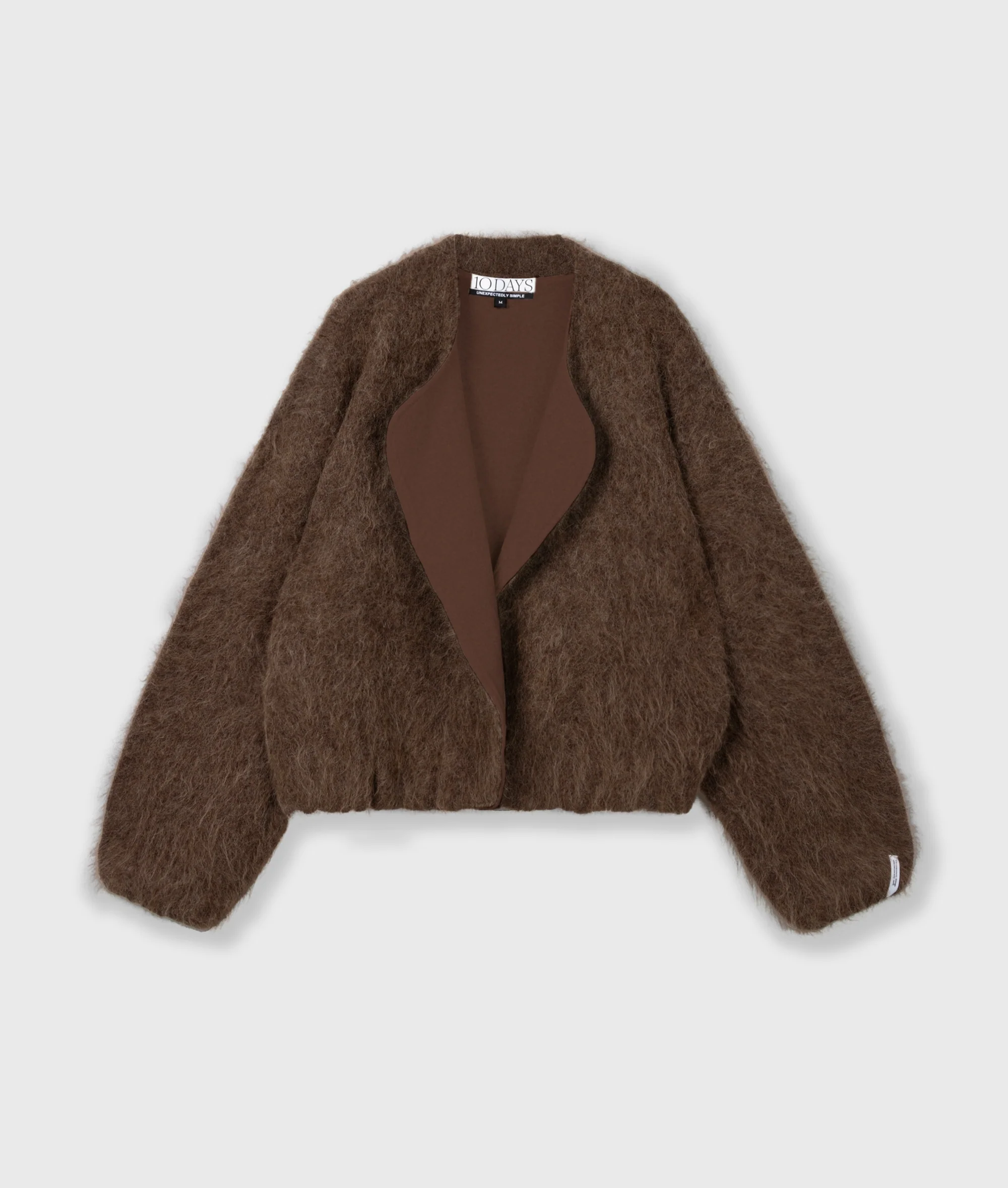 puffy hairy knit bomber | dark truffle - Image 6