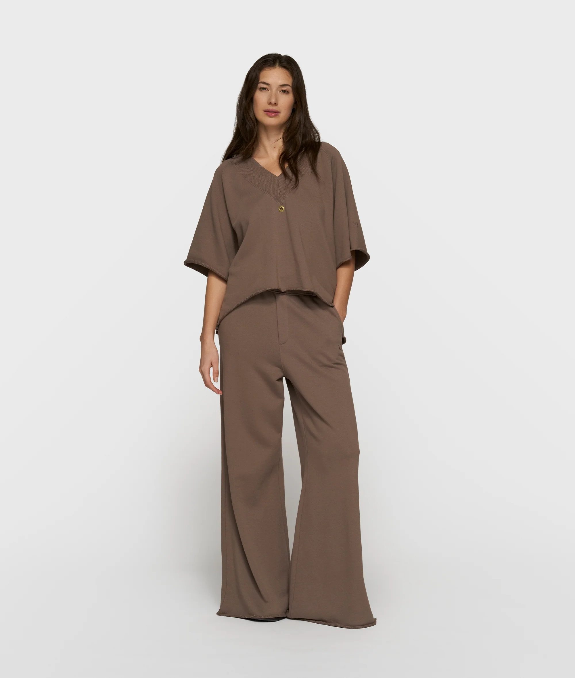 short sleeve sweater v-neck | moonrock - Image 3