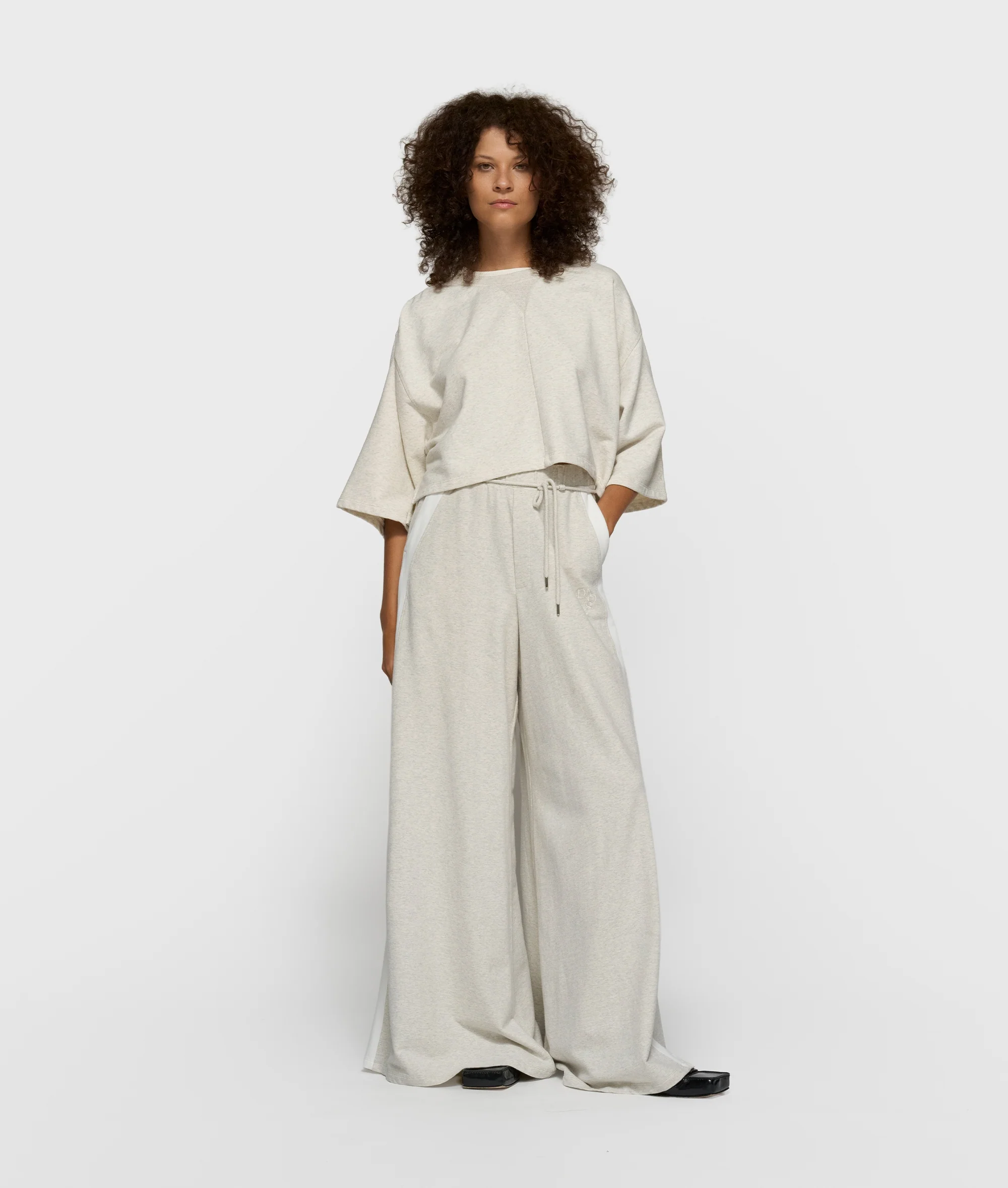 shoulder gathering tee | soft white melee - Image 3