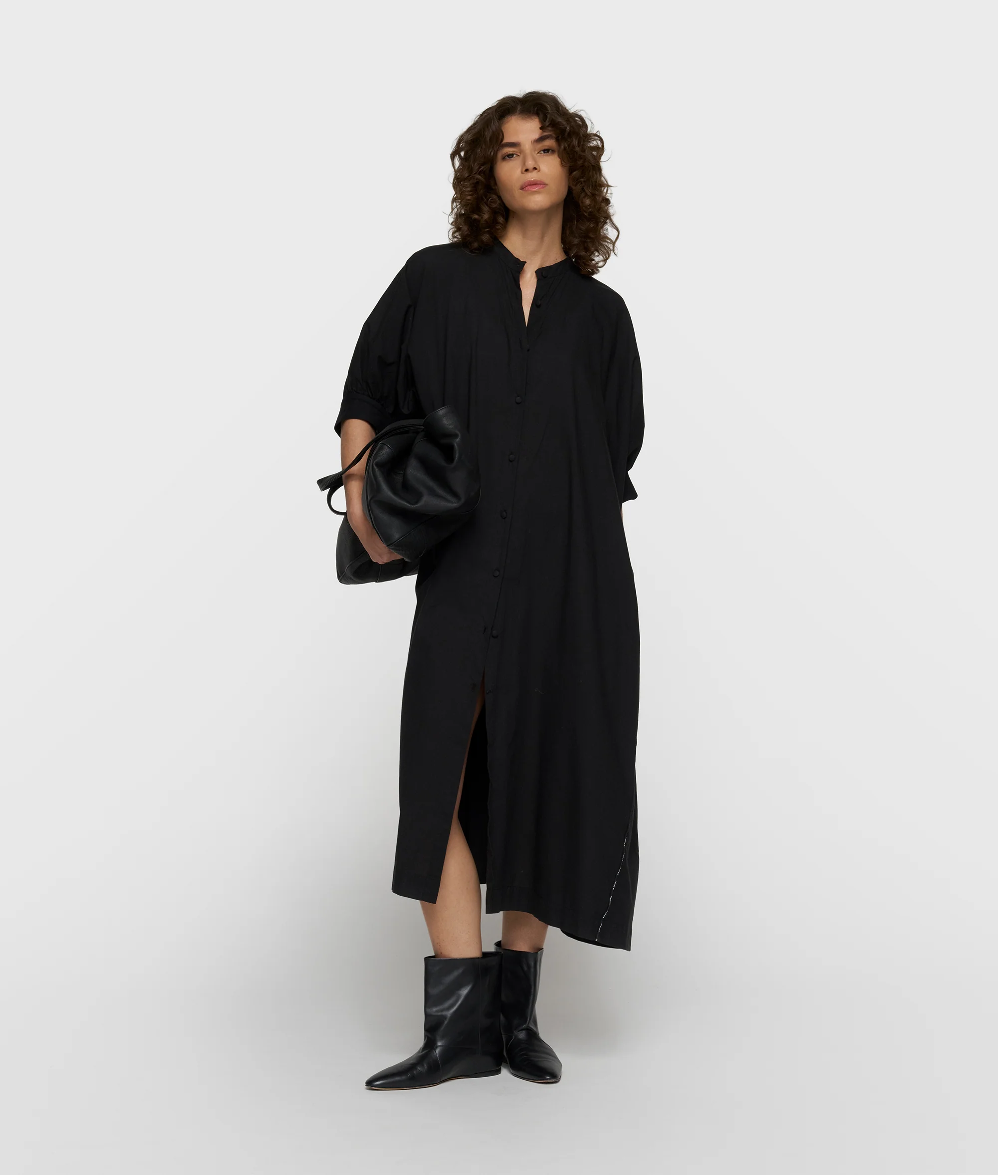 short sleeve dress voile | black - Image 4