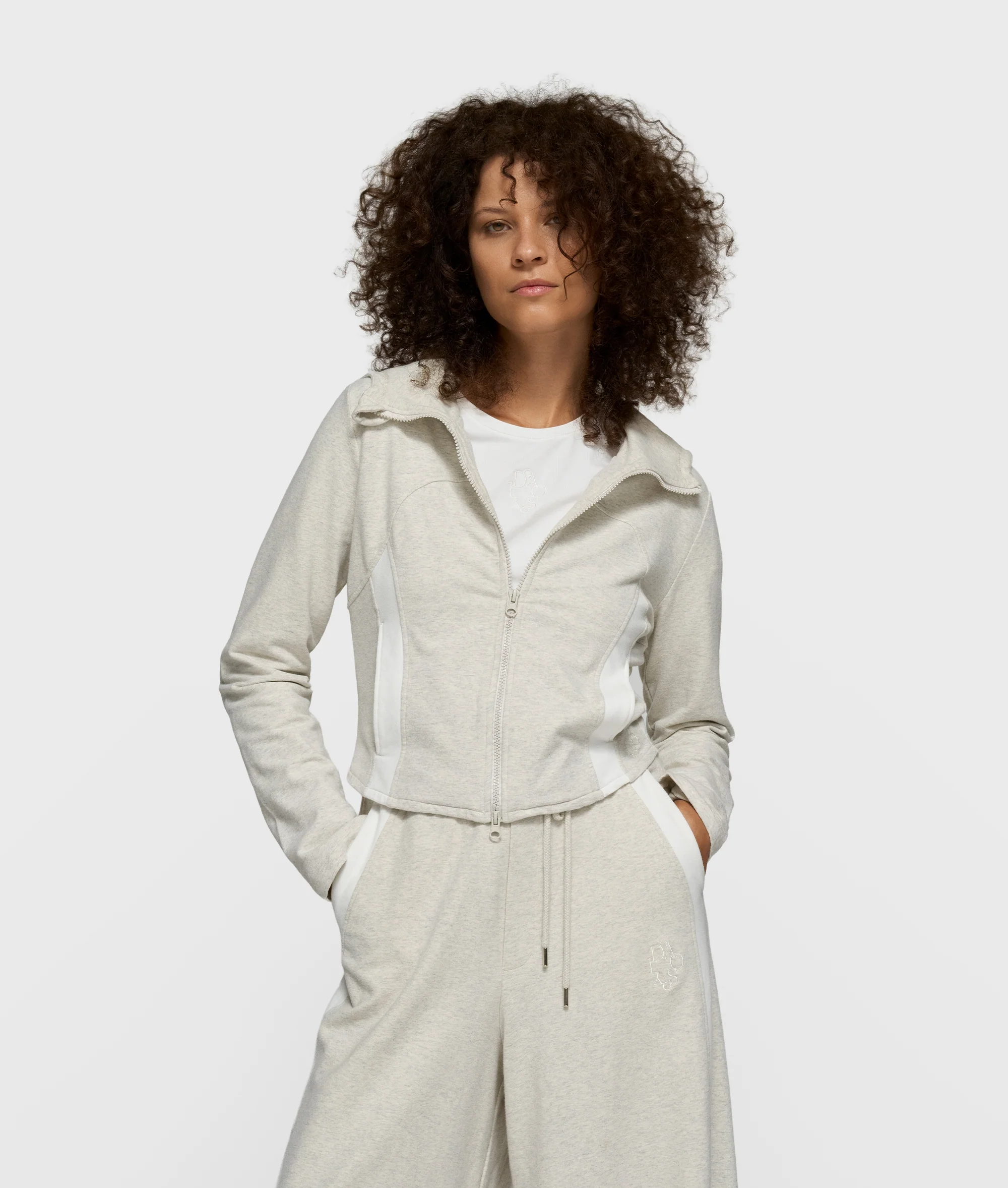 slim zip hoodie | soft white melee