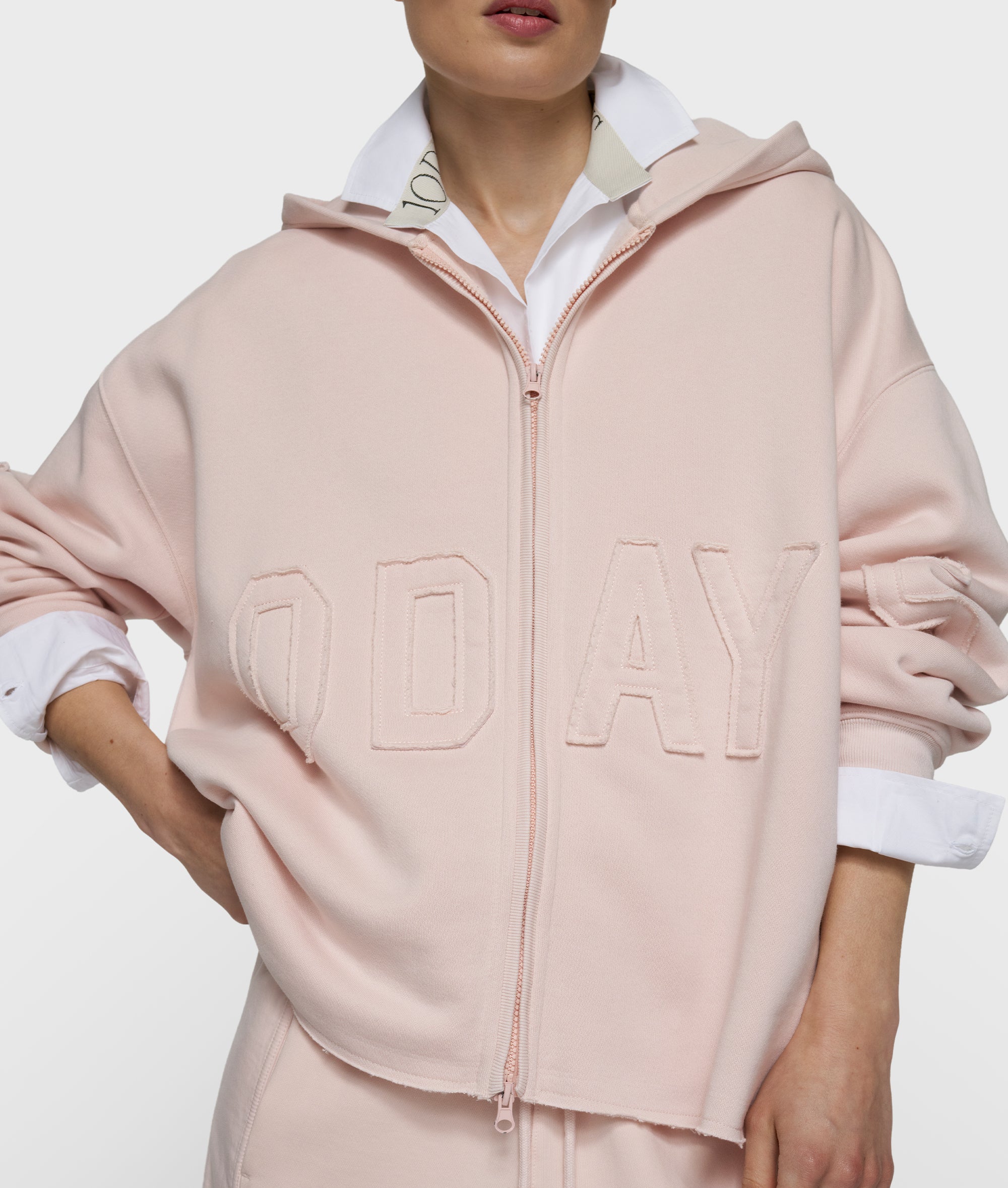 statement zip hoodie | powder - Image 2