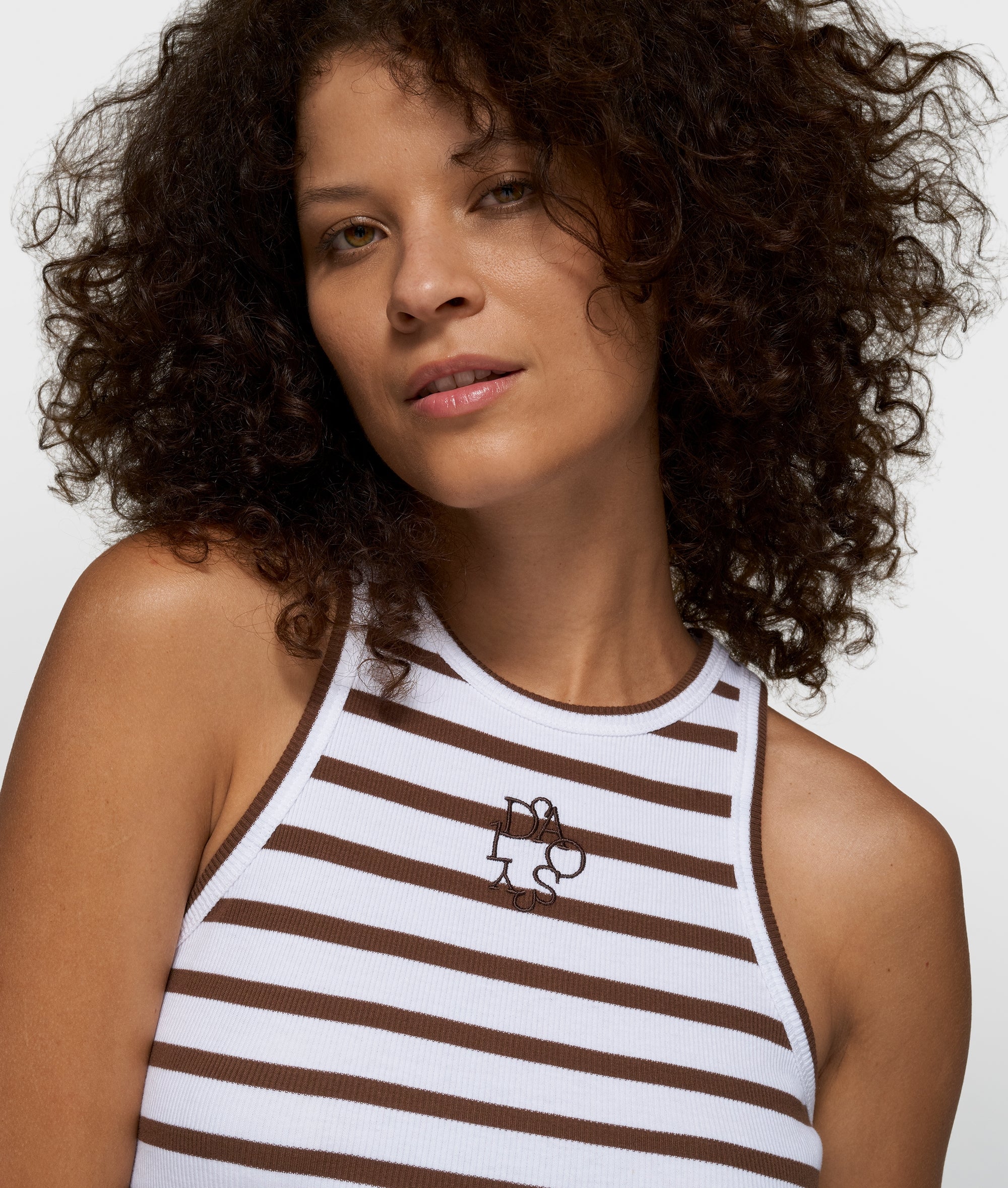 tank top rib stripes | white/dark truffle - Image 2