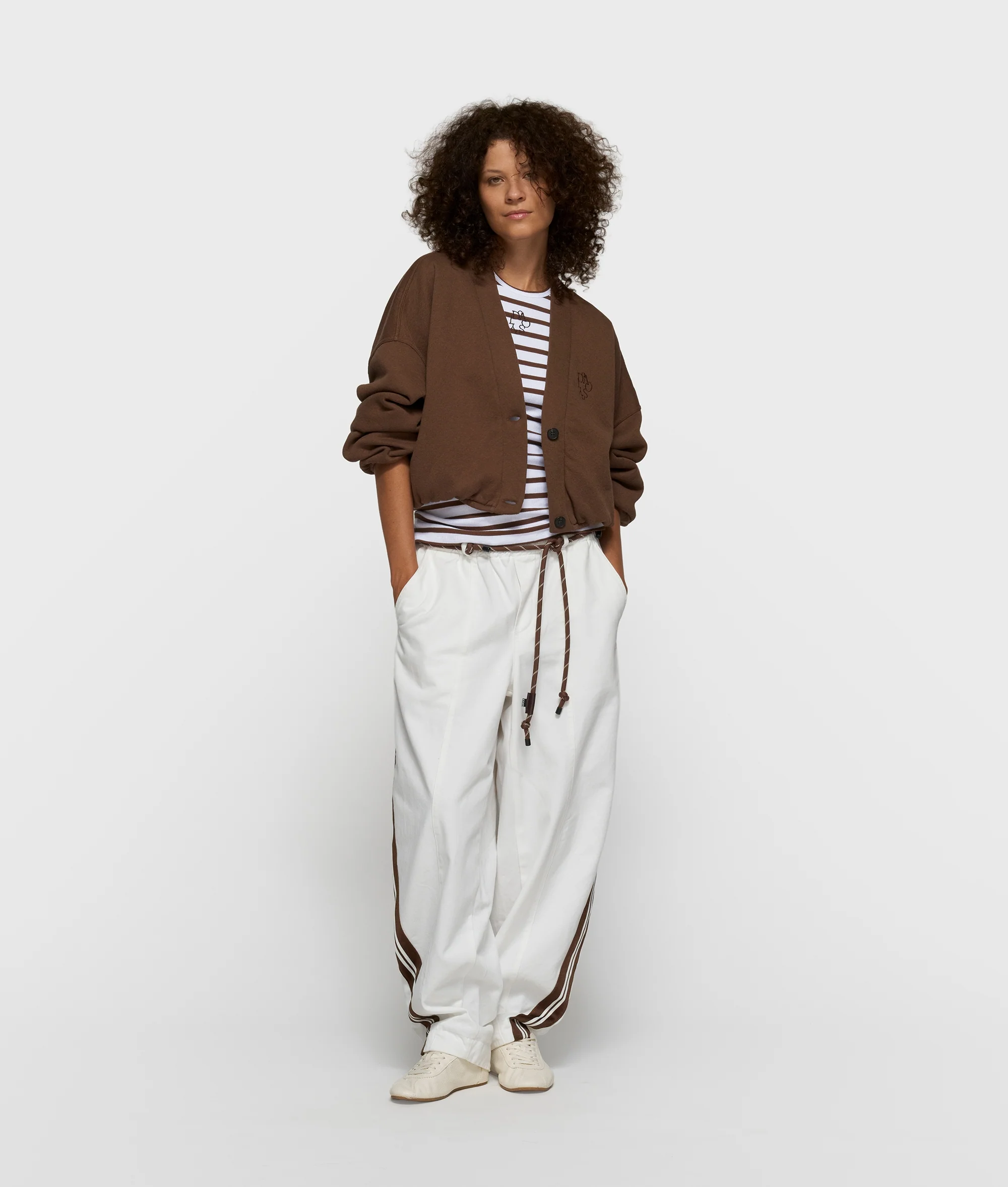 tank top rib stripes | white/dark truffle - Image 3