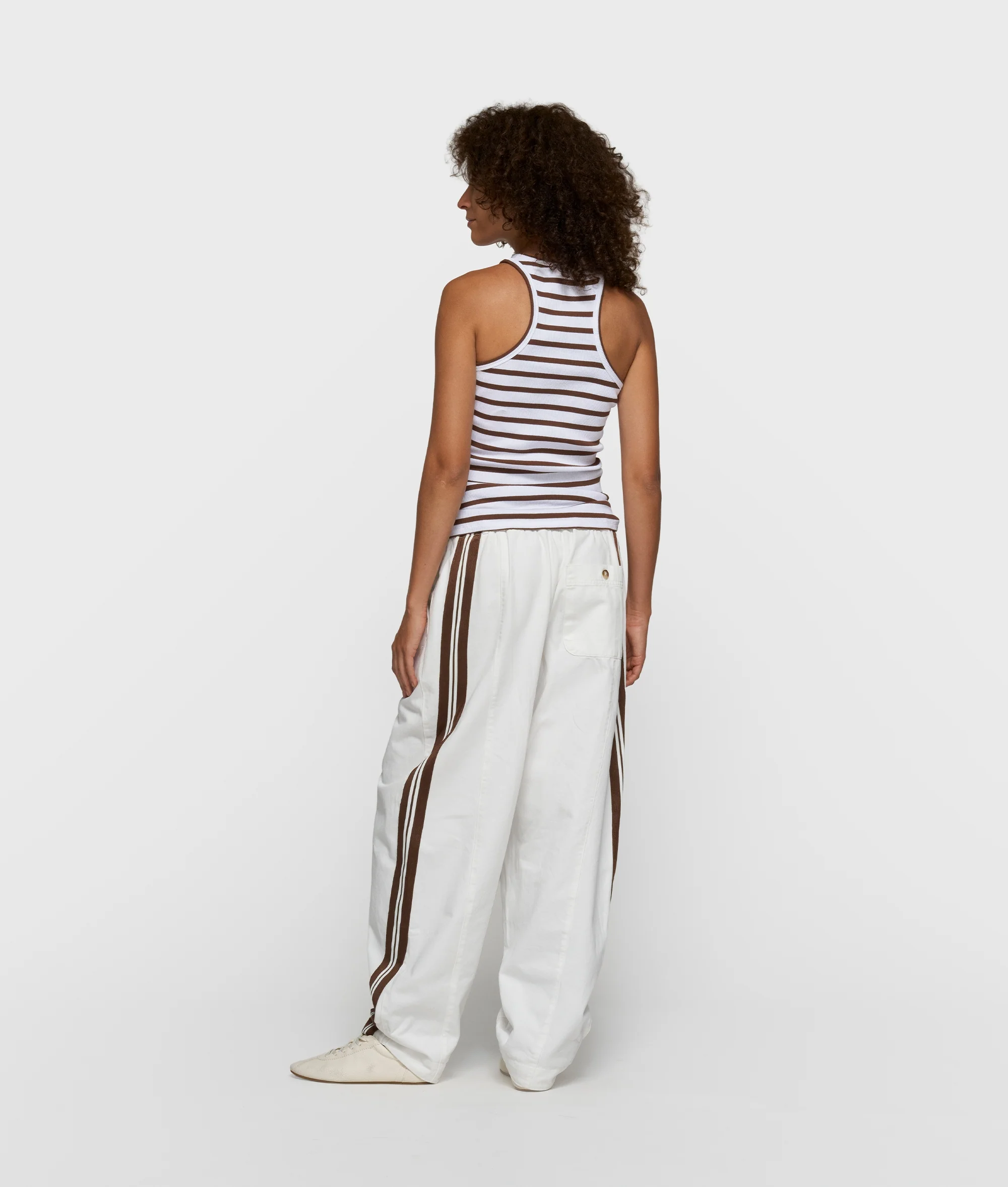 tank top rib stripes | white/dark truffle - Image 4
