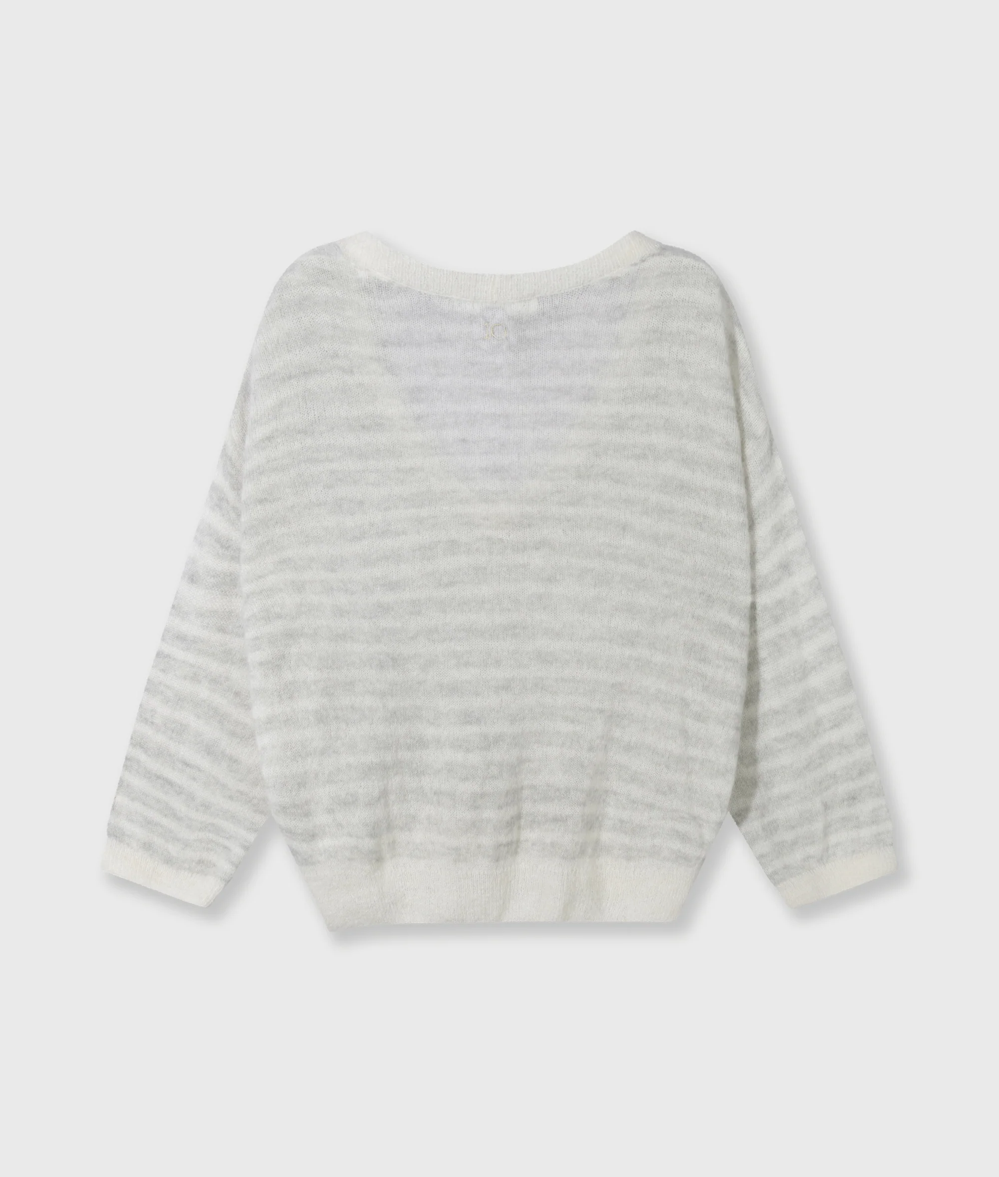 thin v-neck knit sweater | light grey melee/ecru - Image 6