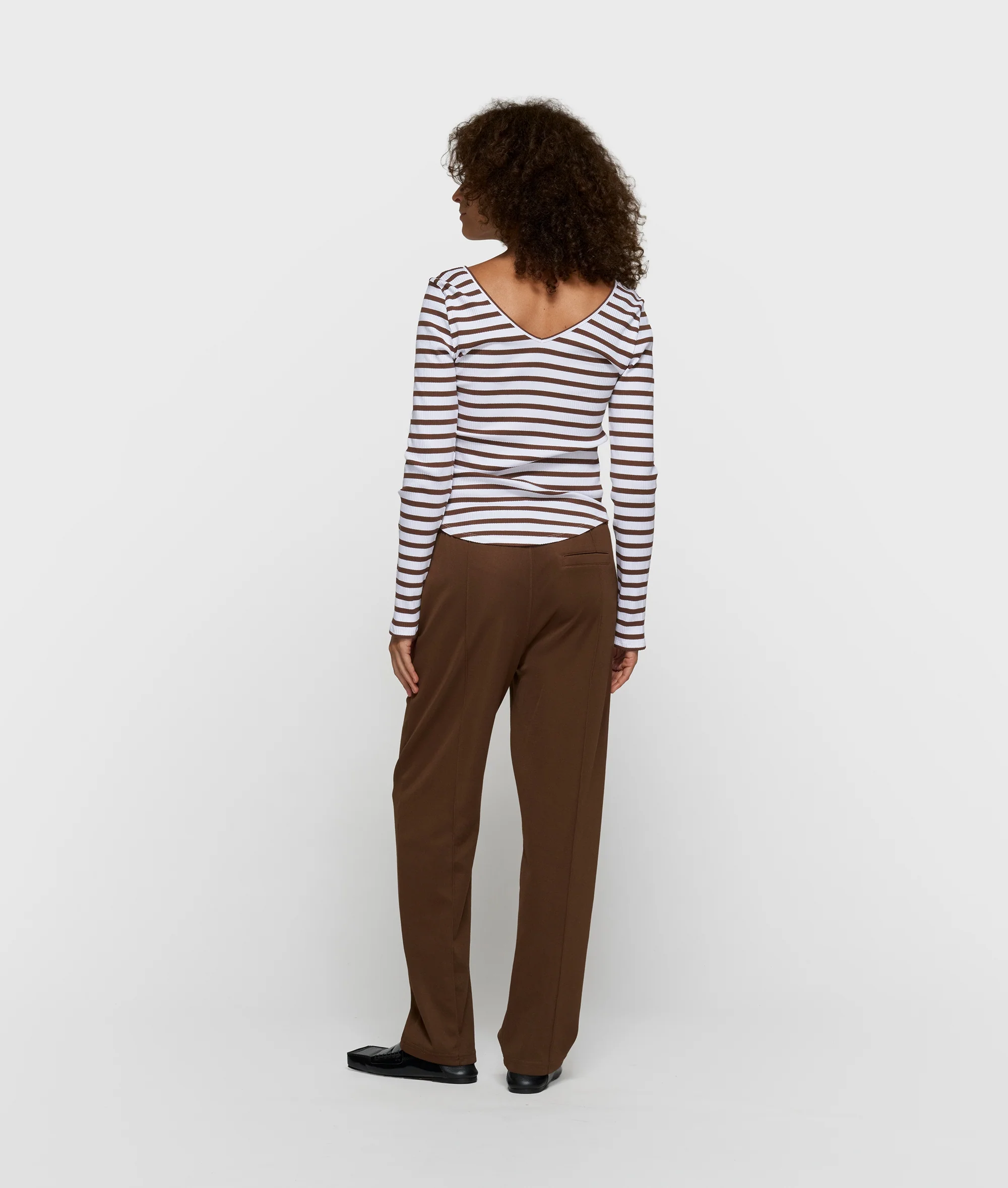 v-neck ballet top stripes | white/dark truffle - Image 4
