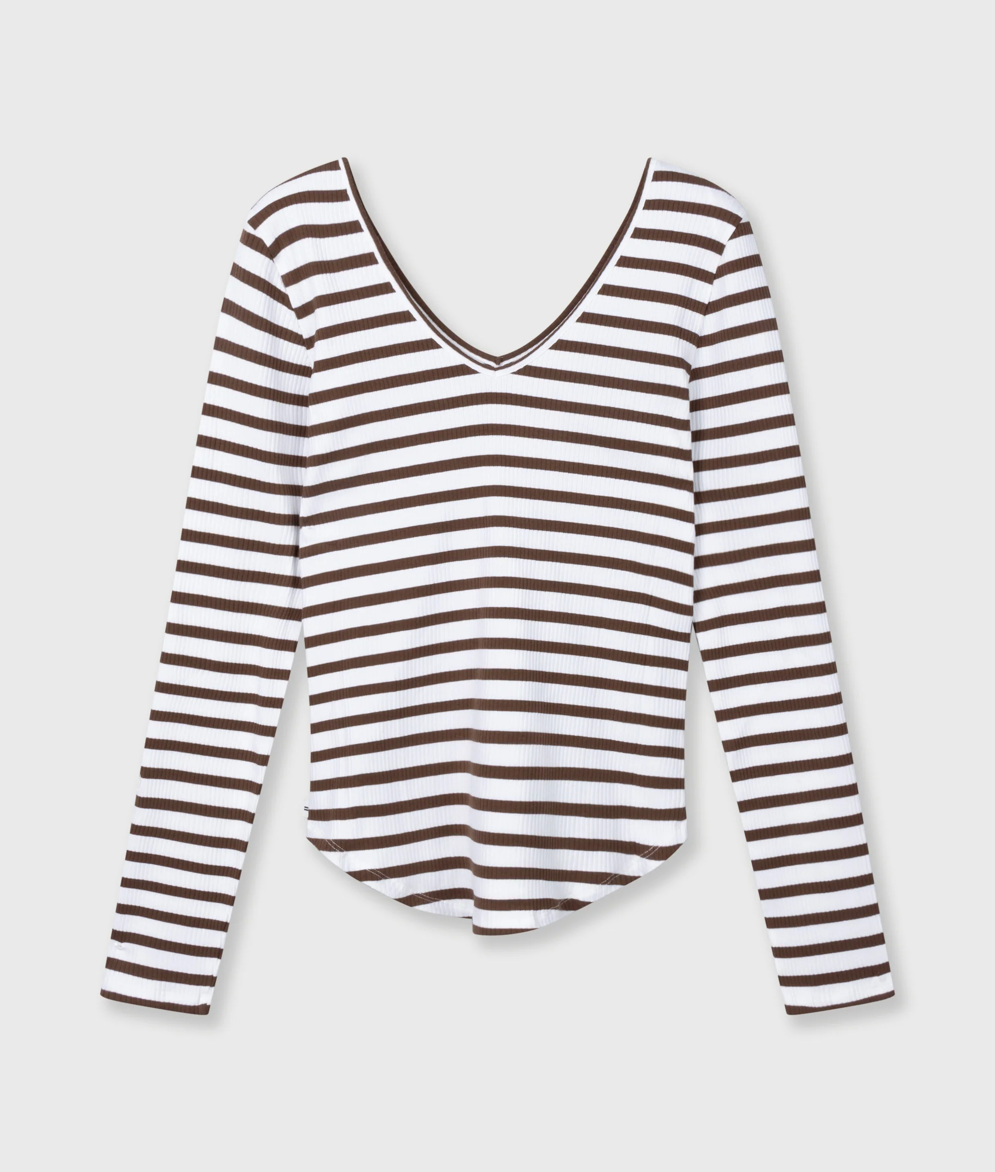 v-neck ballet top stripes | white/dark truffle - Image 5