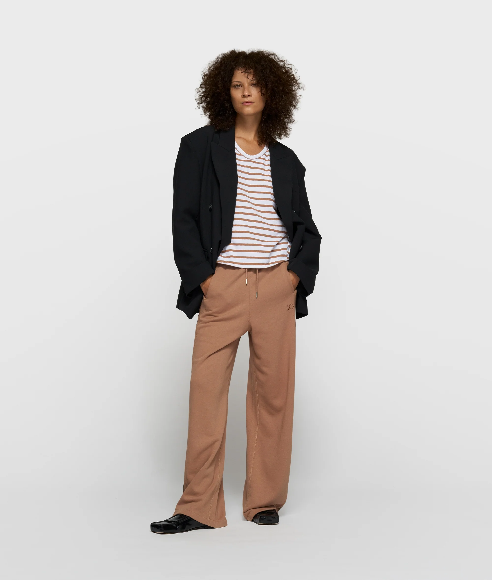 v-neck tee stripes | white/fudge - Image 3