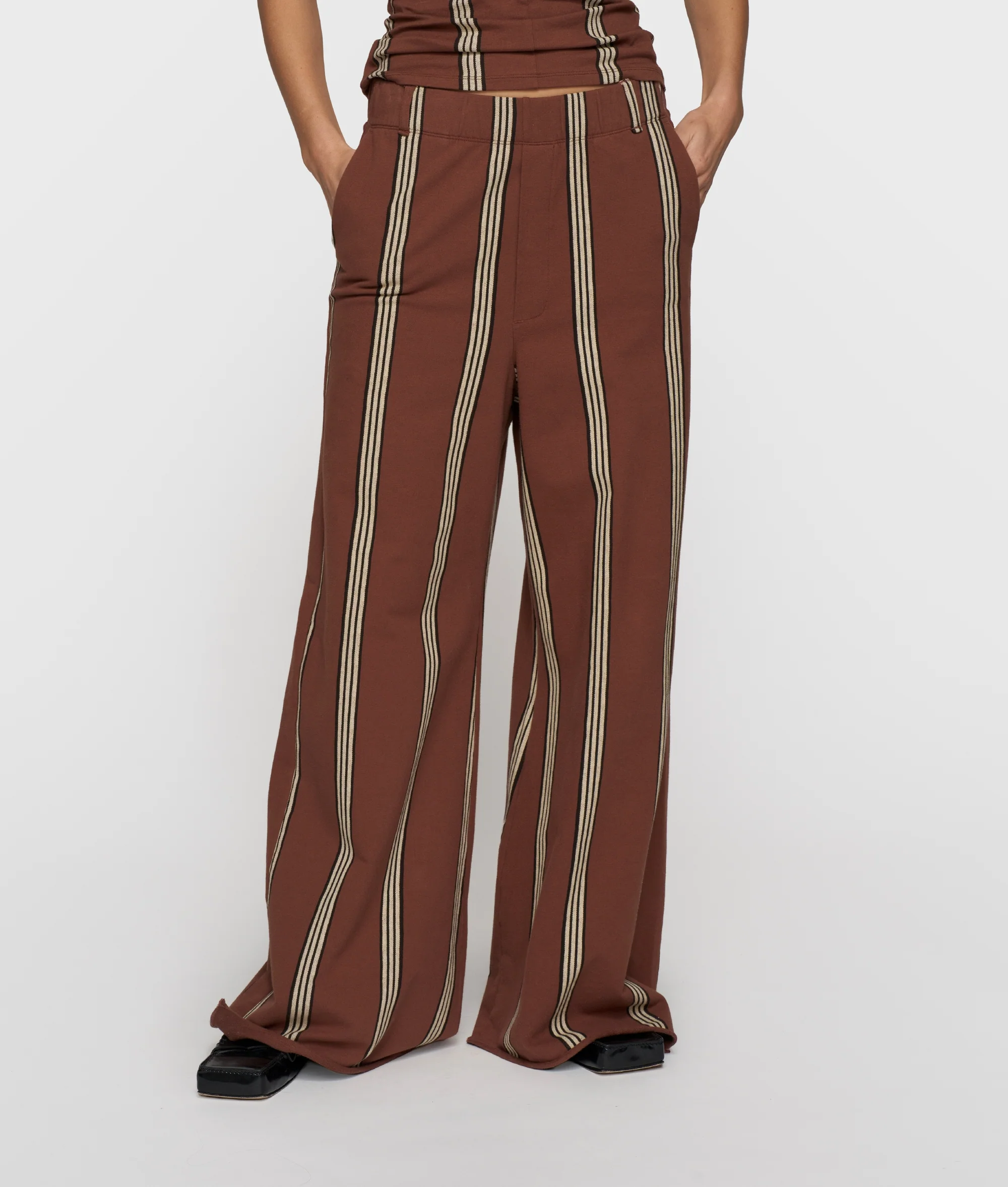 wide leg jogger stripes | deep brown - Image 2